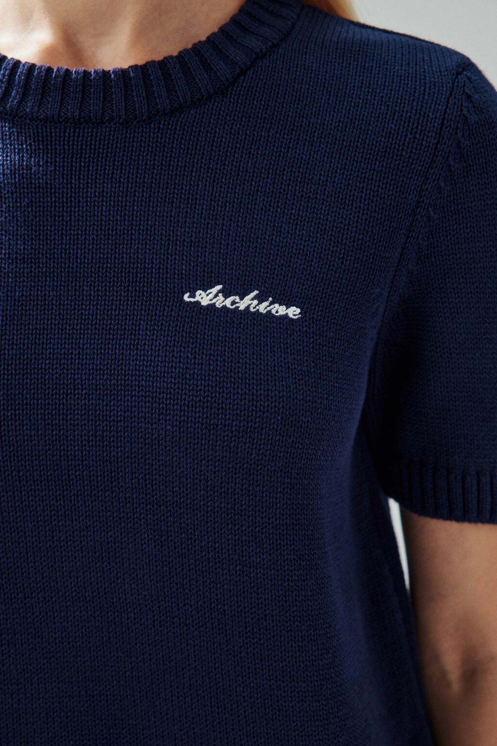 Джемпер вязаный с короткими рукавами - цвет синий - 6