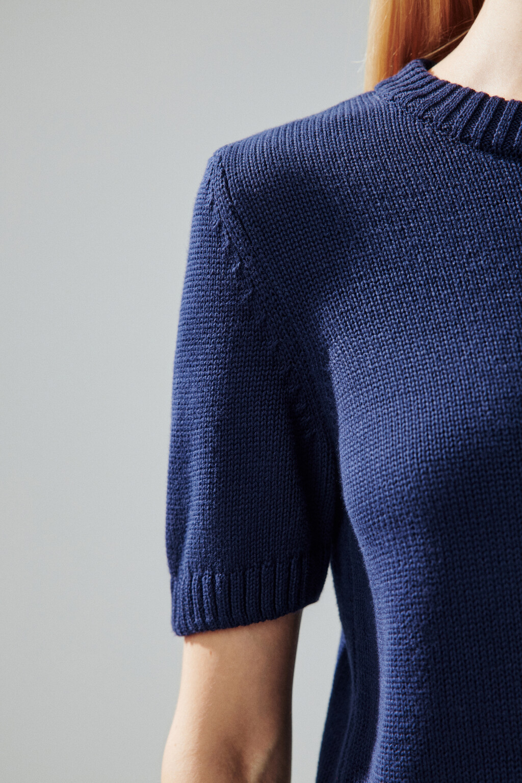 Джемпер вязаный с короткими рукавами - цвет синий - 7