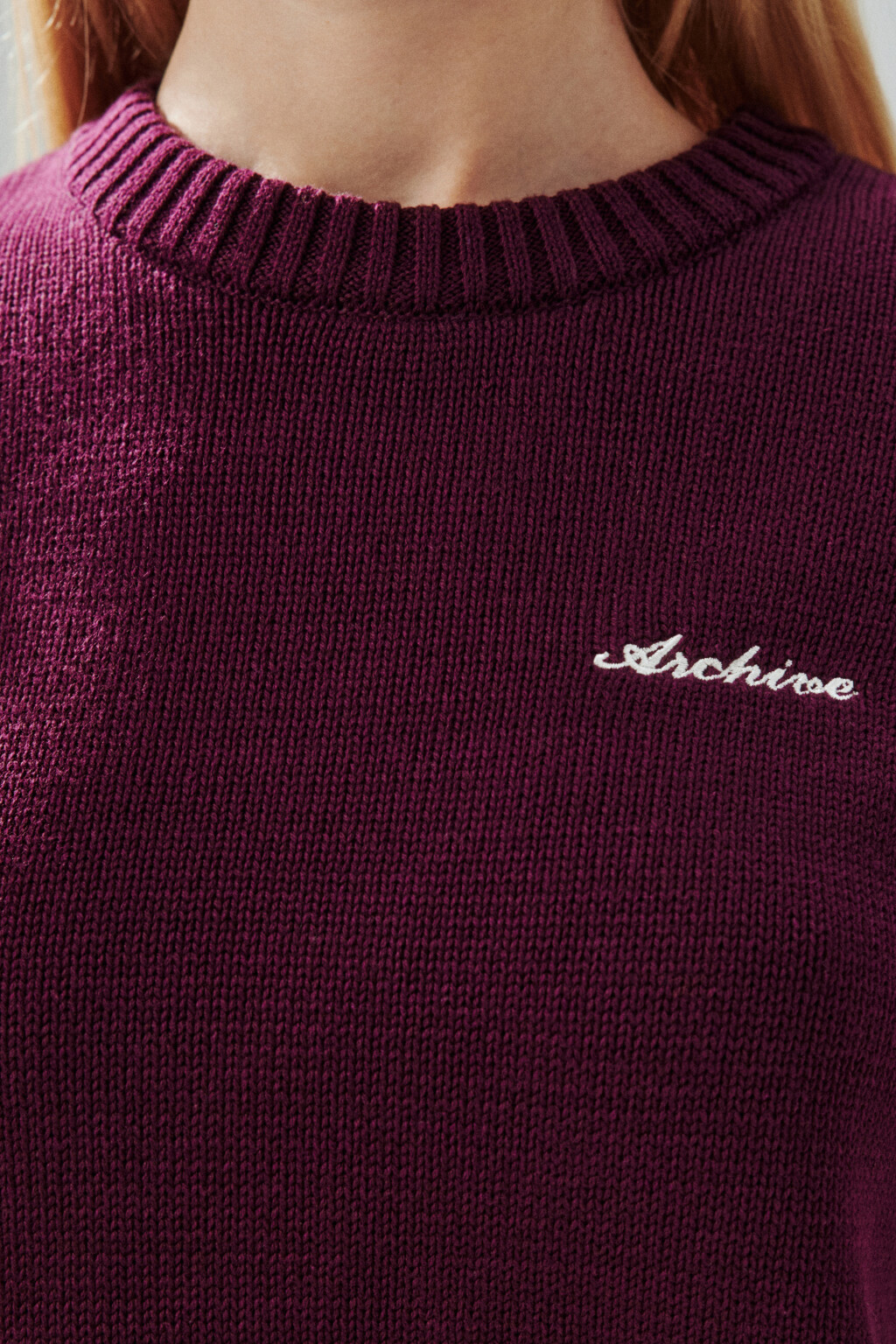 Джемпер вязаный с короткими рукавами - цвет бордовый - 6