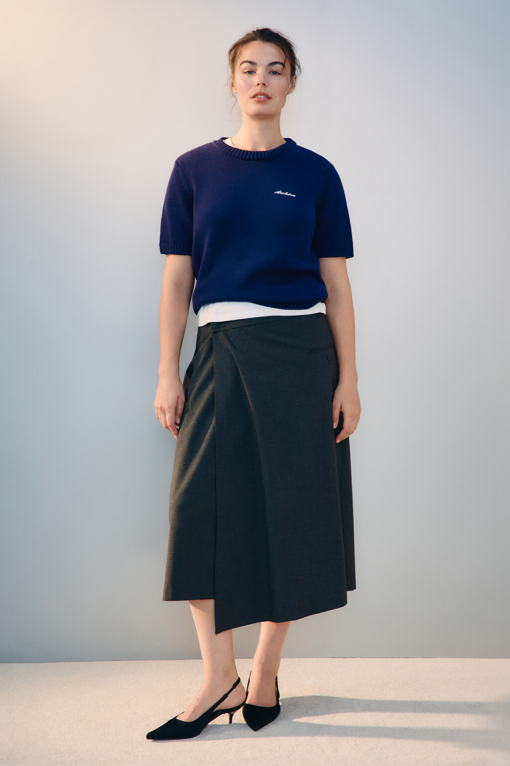 Джемпер вязаный с короткими рукавами - цвет синий - 5