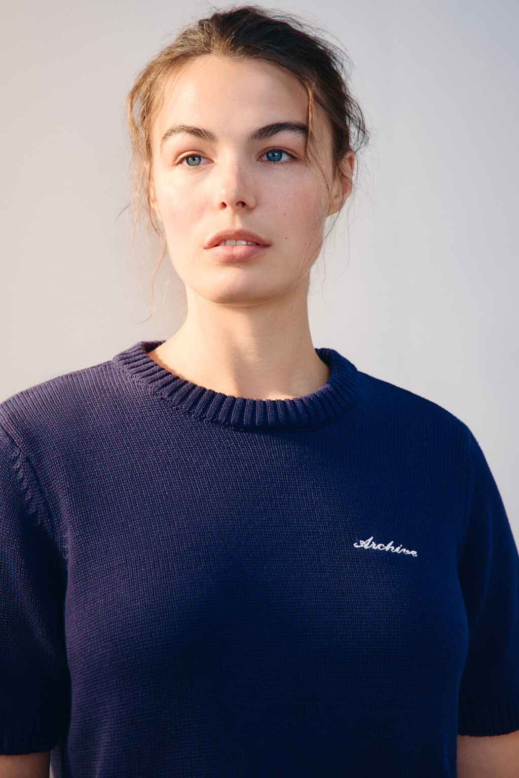 Джемпер вязаный с короткими рукавами - цвет синий - 6