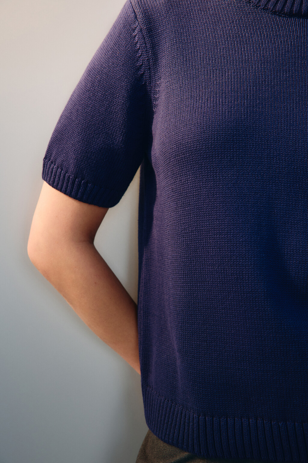 Джемпер вязаный с короткими рукавами - цвет синий - 7