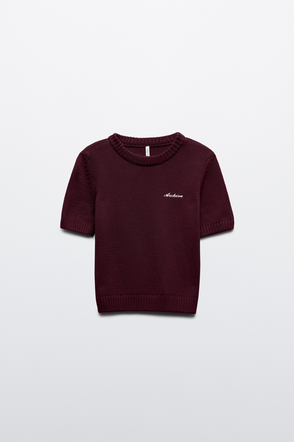 Джемпер вязаный с короткими рукавами - цвет бордовый - 7