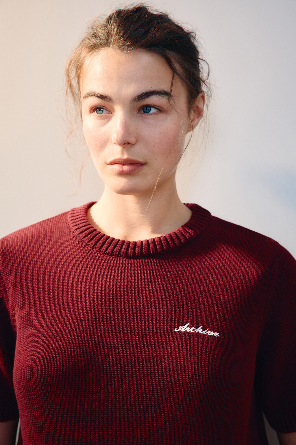 Джемпер вязаный с короткими рукавами - цвет бордовый - 5