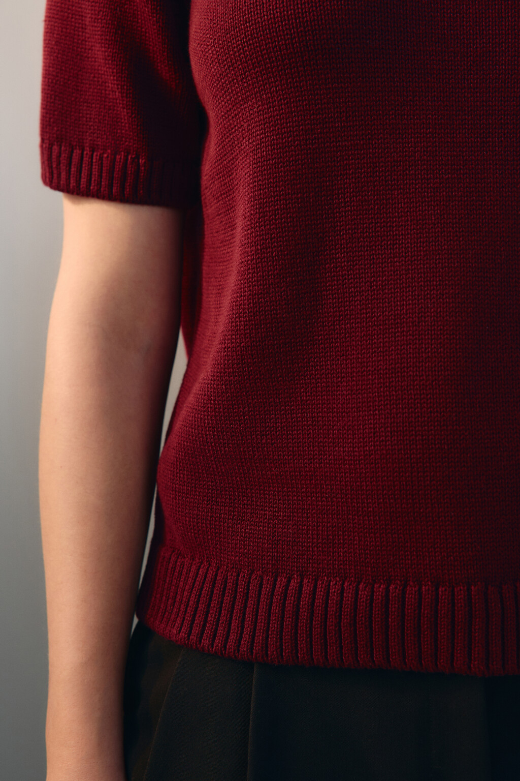 Джемпер вязаный с короткими рукавами - цвет бордовый - 6