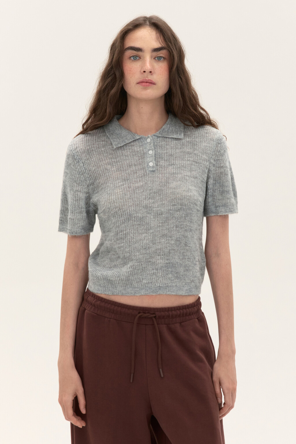 Джемпер-поло с короткими рукавами - цвет серый - 2