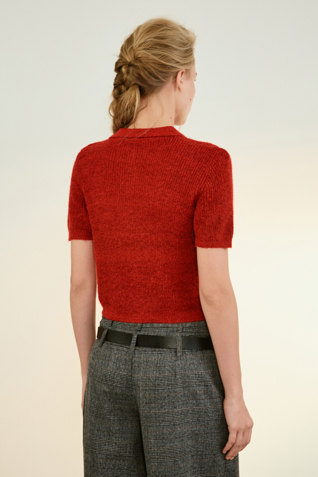 Джемпер-поло с короткими рукавами - цвет красный - 3