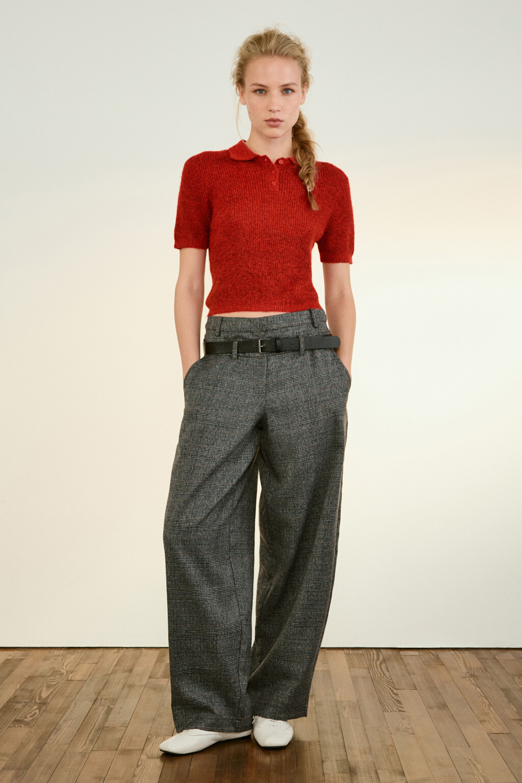 Джемпер-поло с короткими рукавами - цвет красный - 4