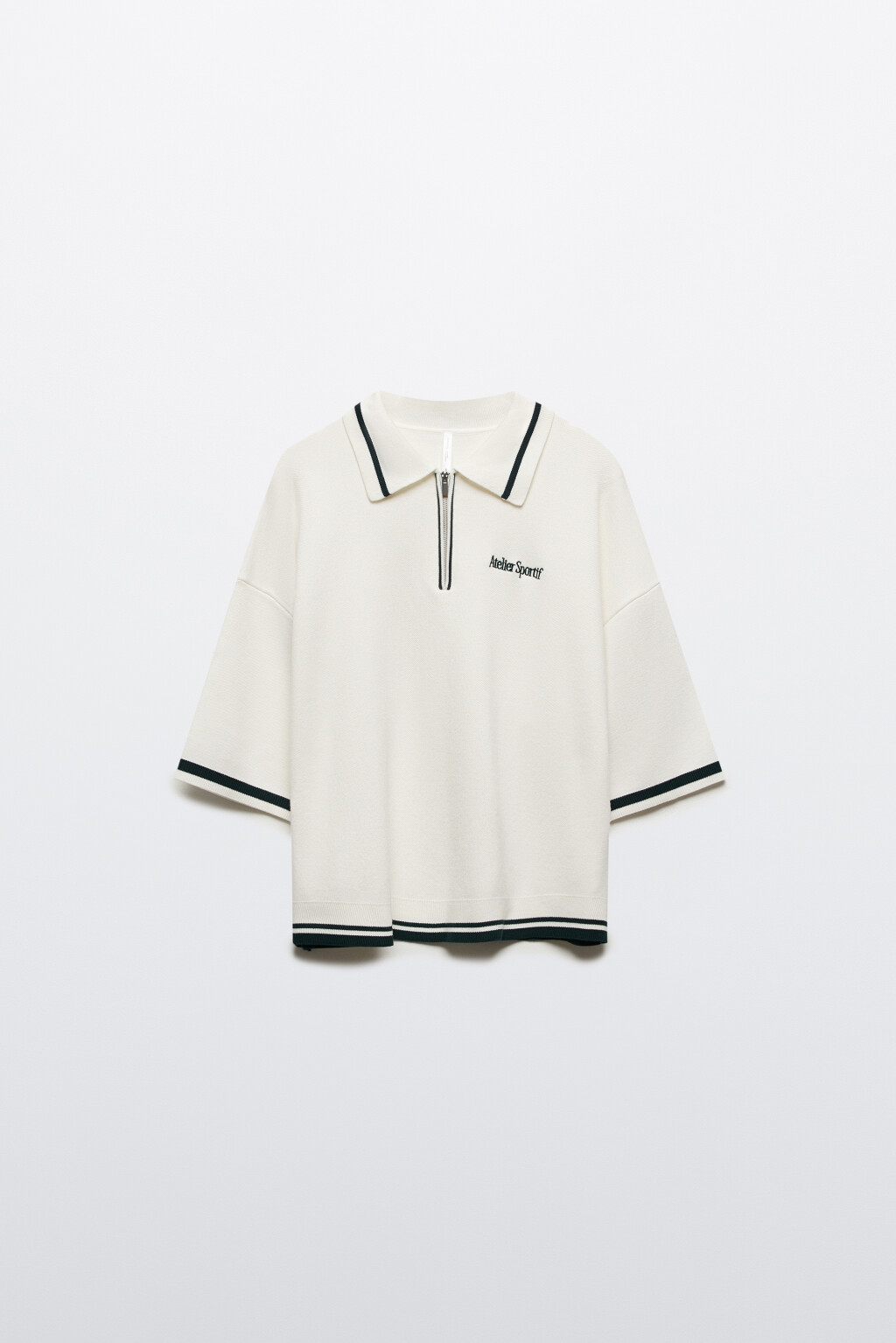 Джемпер-поло свободный с вышивкой - цвет молочный - 8