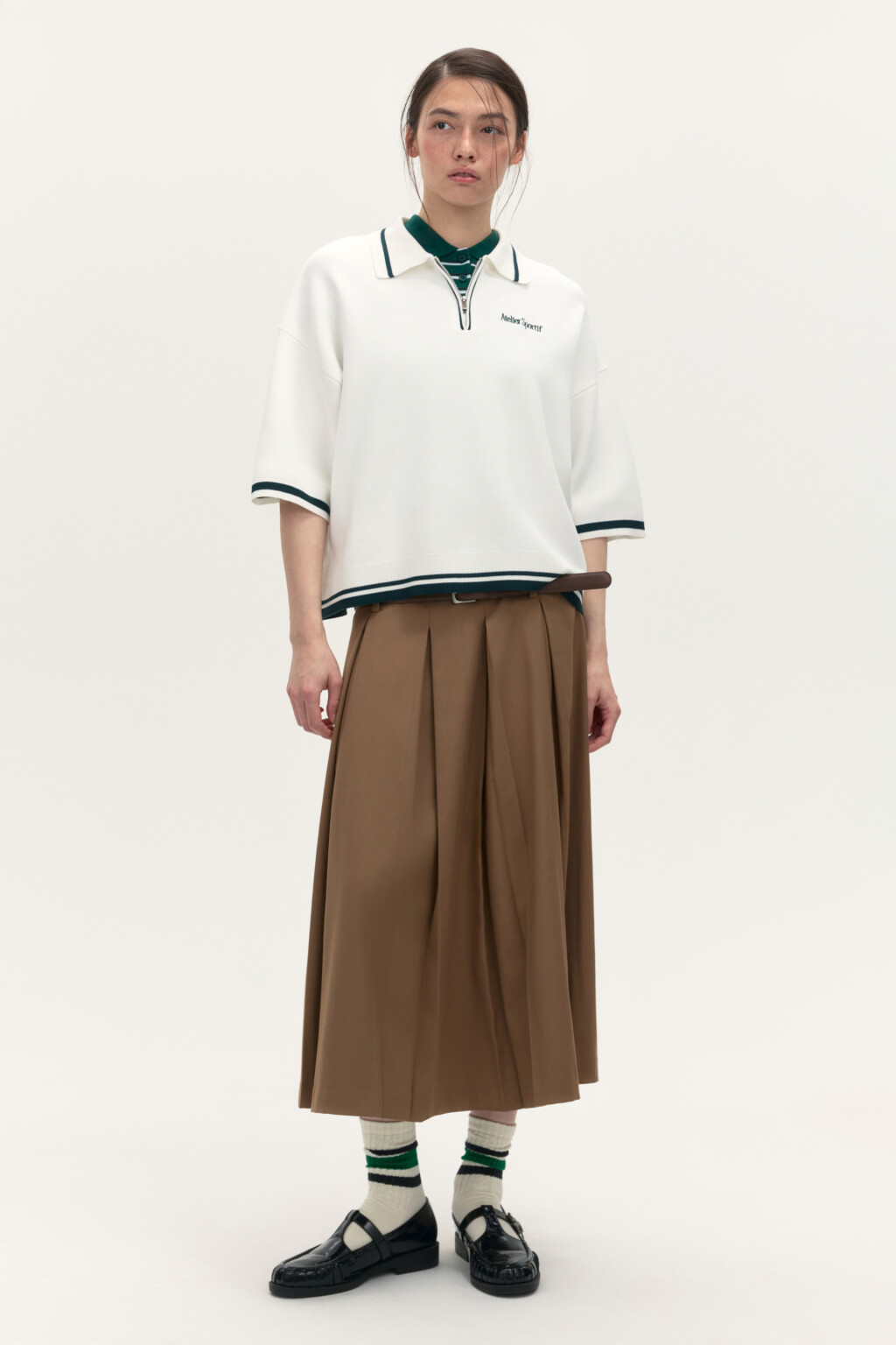 Джемпер-поло свободный с вышивкой - цвет молочный - 4