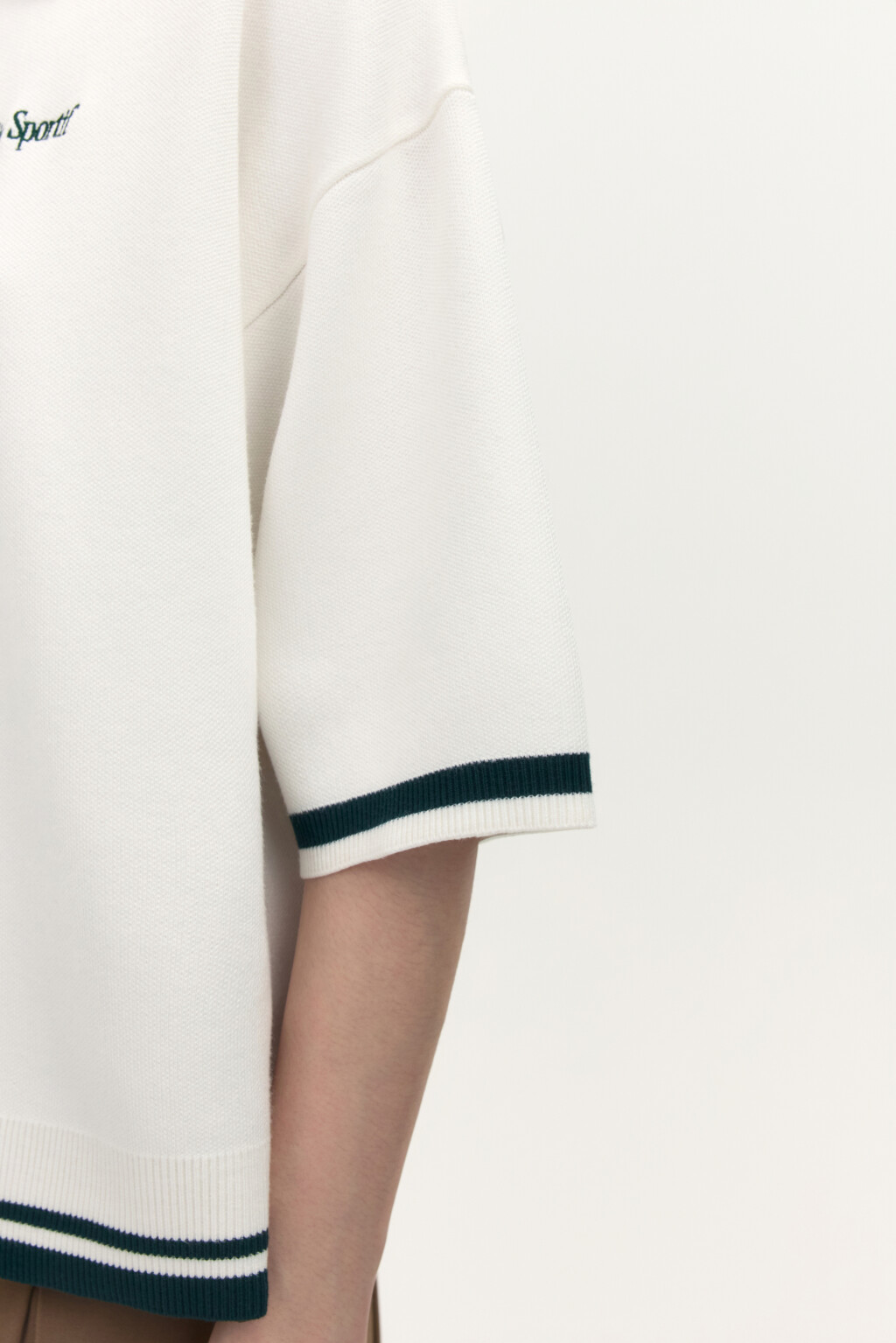 Джемпер-поло свободный с вышивкой - цвет молочный - 7