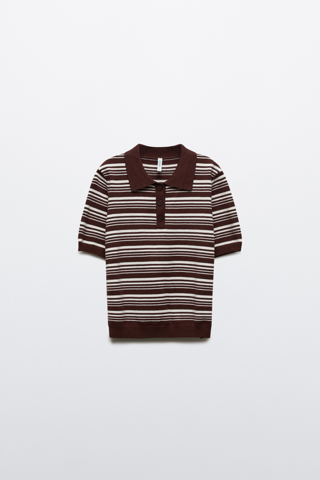 Джемпер-поло вязаный в полоску - цвет коричневый - 8