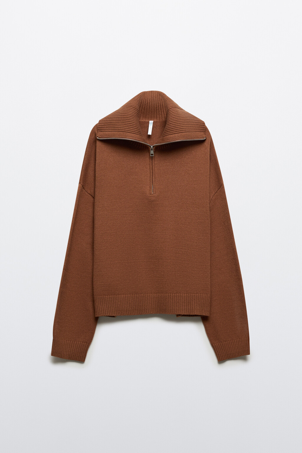 Свитер с воротником на молнии - цвет красный - 8