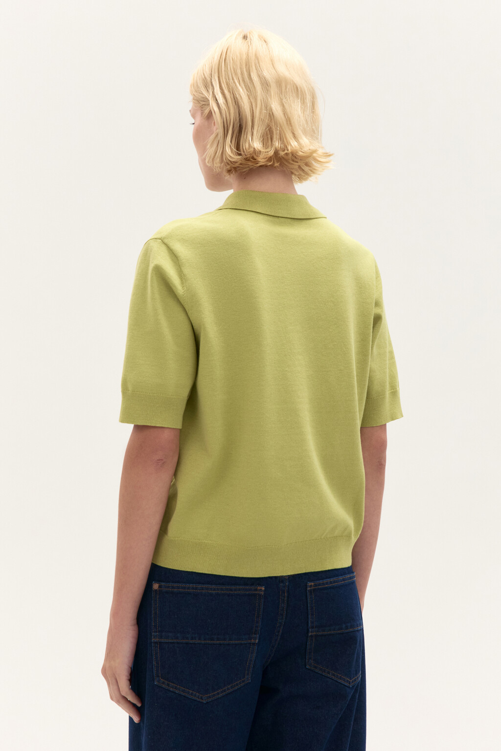 Джемпер-поло из вязаного трикотажа - цвет зеленый - 3