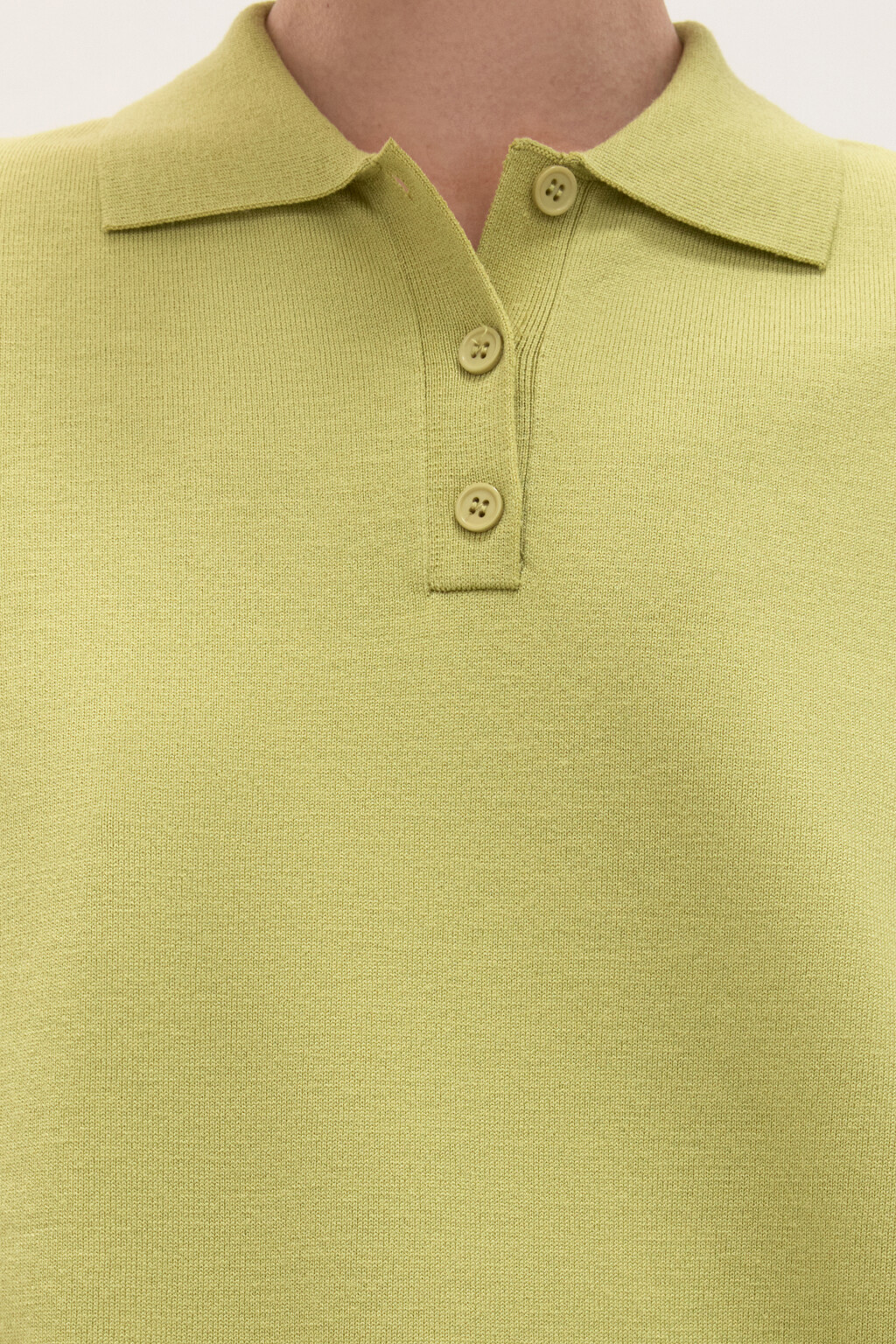 Джемпер-поло из вязаного трикотажа - цвет зеленый - 5
