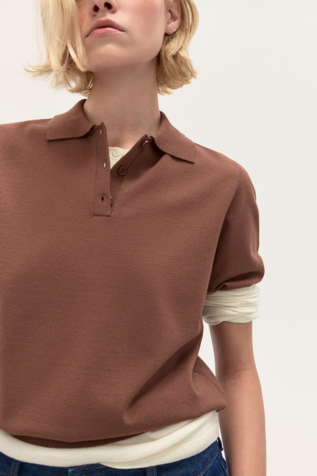 Джемпер-поло из вязаного трикотажа - цвет красный - 2