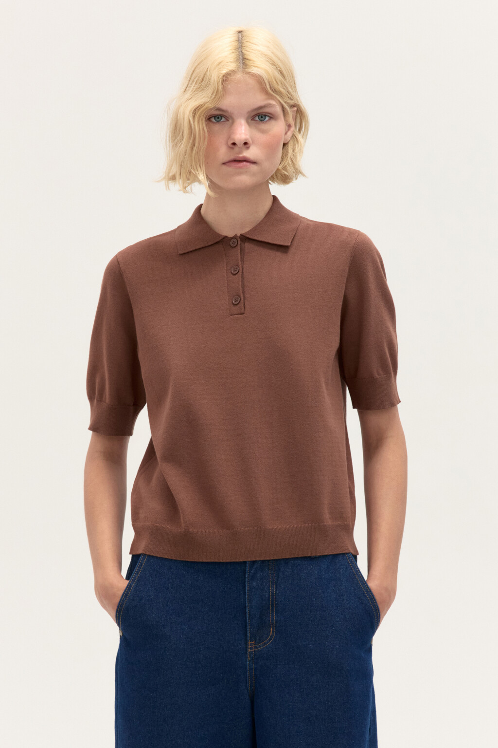 Джемпер-поло из вязаного трикотажа - цвет красный - 3