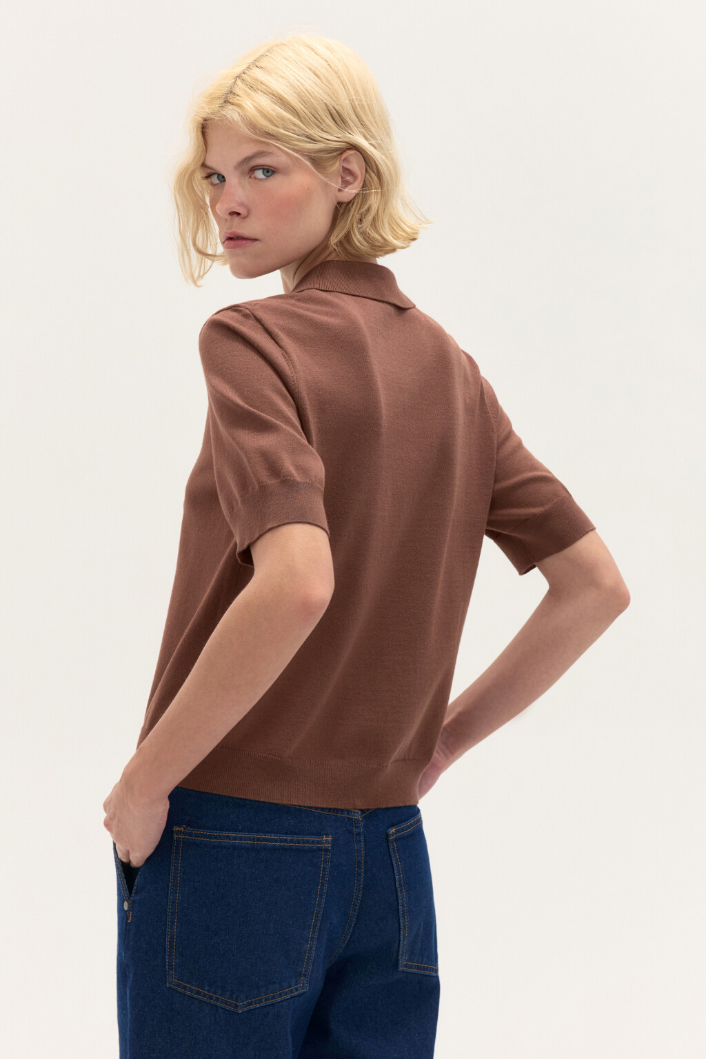 Джемпер-поло из вязаного трикотажа - цвет красный - 4