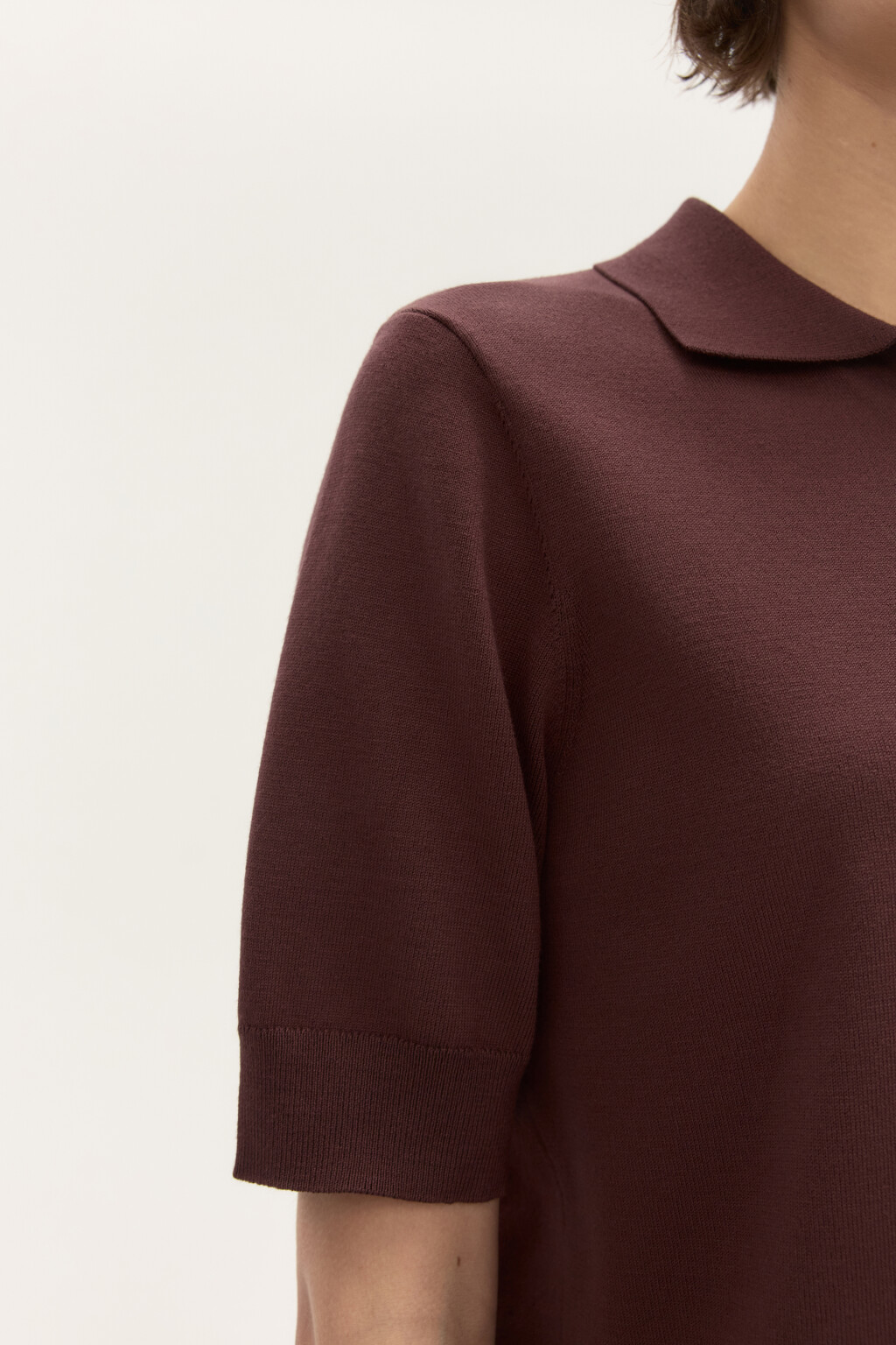 Джемпер-поло из вязаного трикотажа - цвет коричневый - 7