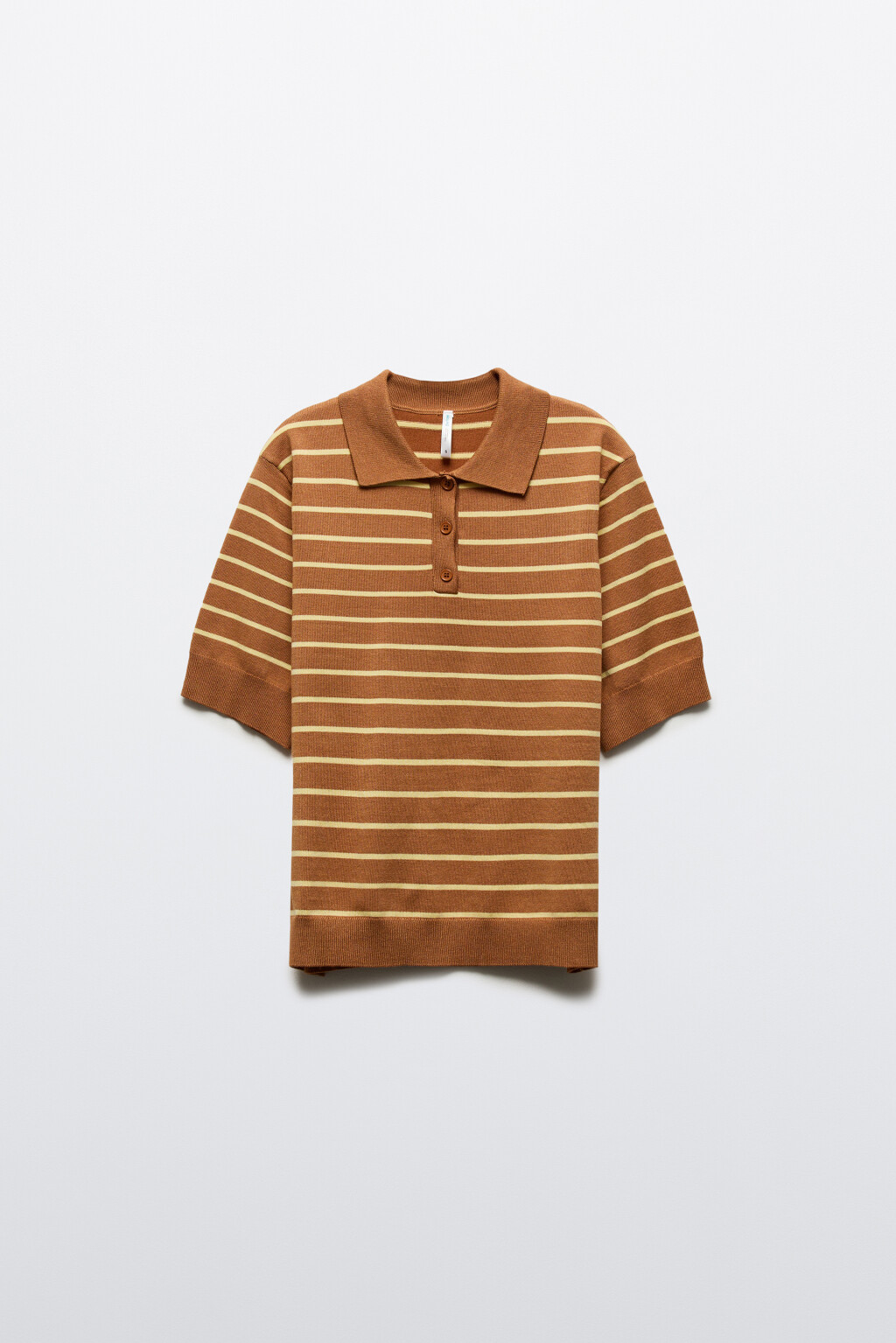 Джемпер-поло из вязаного трикотажа - цвет коричневый - 7