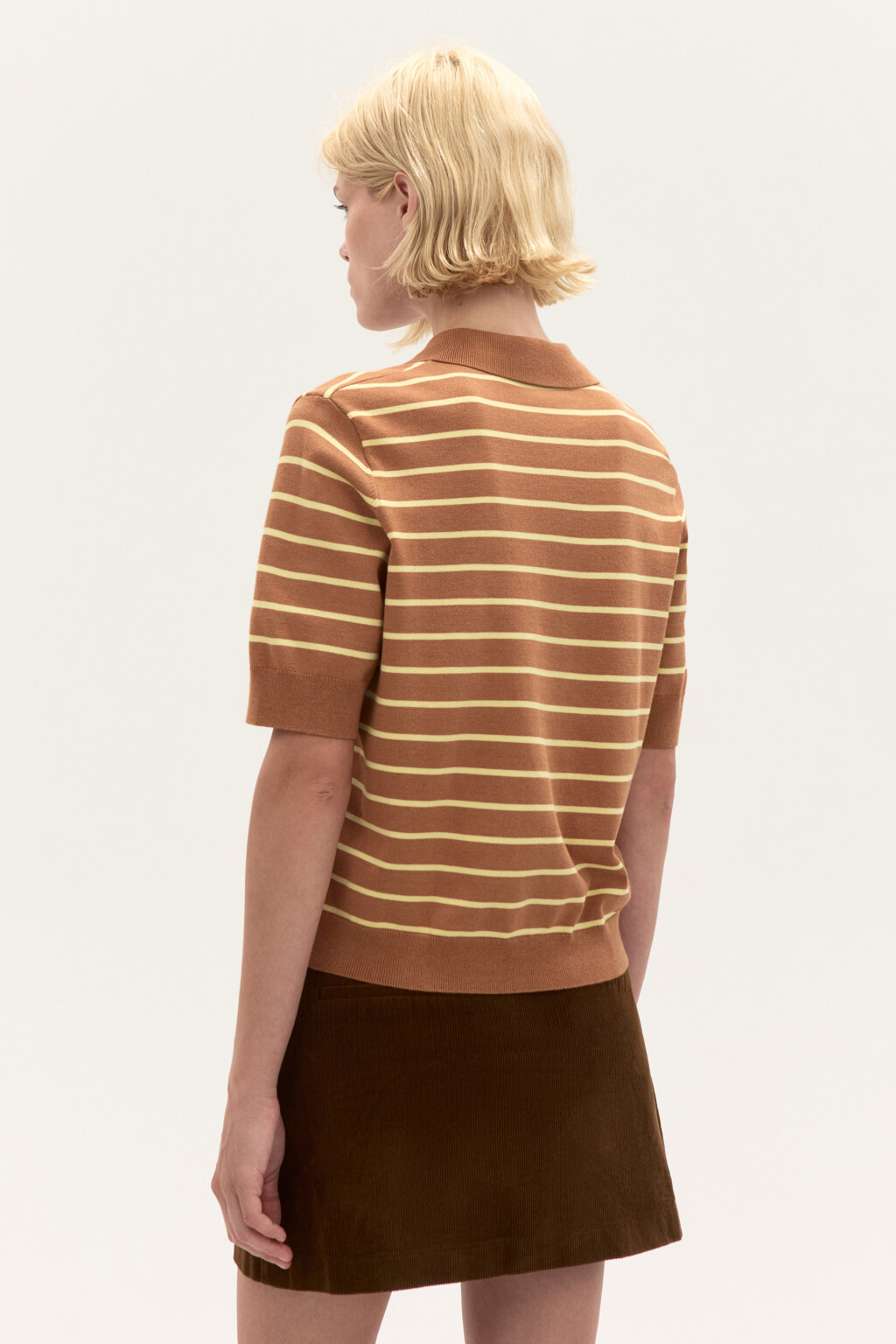 Джемпер-поло из вязаного трикотажа - цвет коричневый - 3