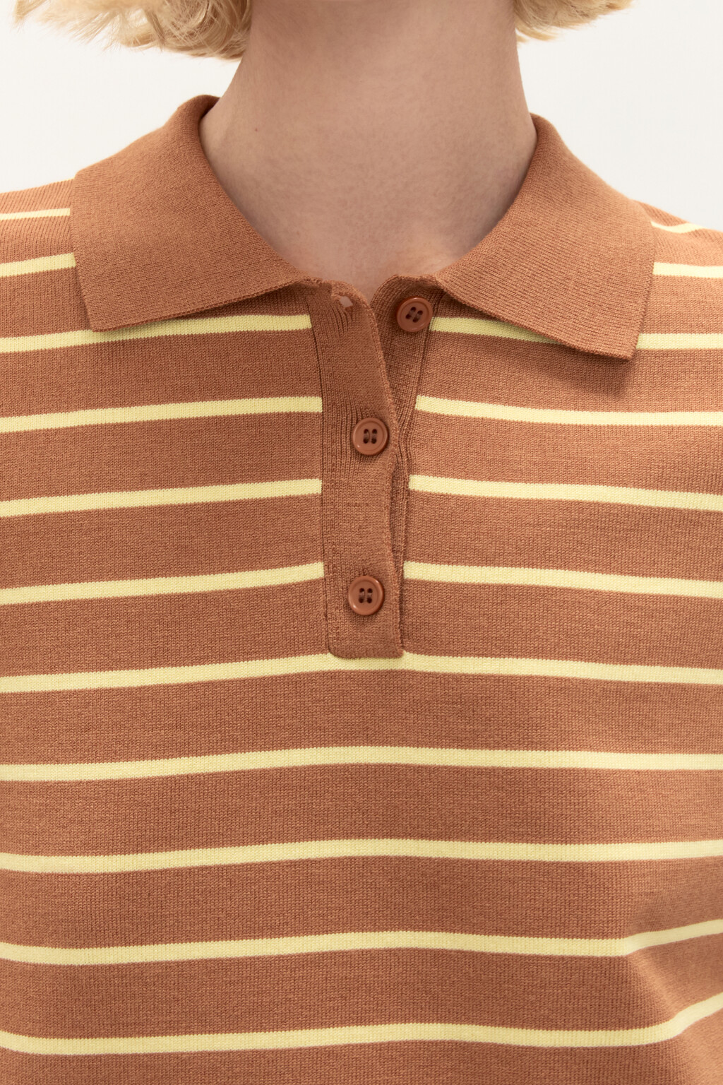 Джемпер-поло из вязаного трикотажа - цвет коричневый - 5