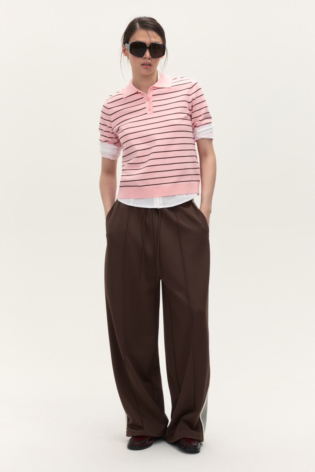 Джемпер-поло из вязаного трикотажа - цвет розовый - 5