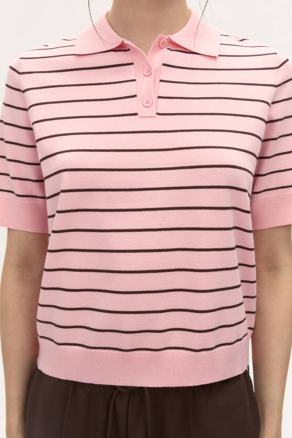Джемпер-поло из вязаного трикотажа - цвет розовый - 7