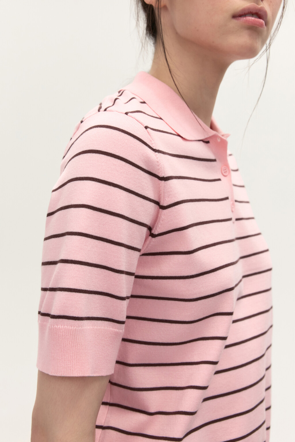 Джемпер-поло из вязаного трикотажа - цвет розовый - 8
