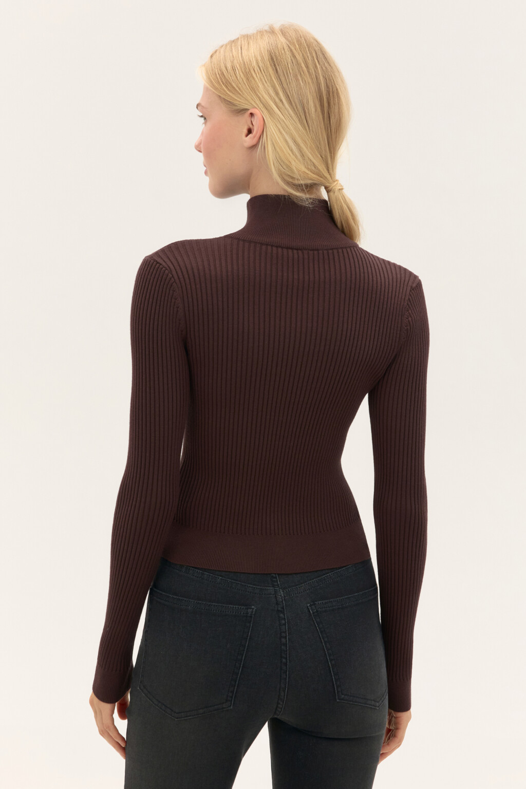 Кардиган облегающий на молнии - цвет коричневый - 3