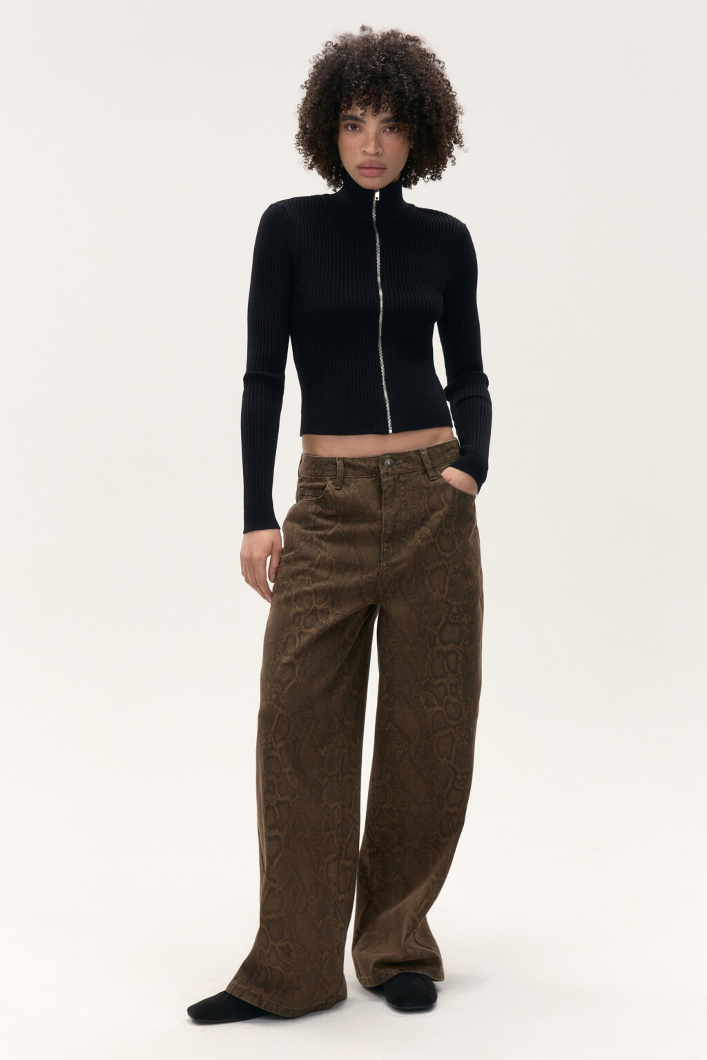 Кардиган облегающий на молнии - цвет черный - 4