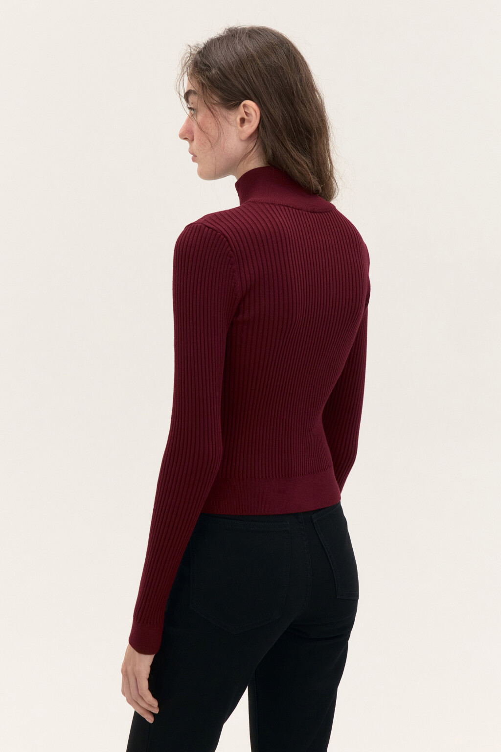 Кардиган облегающий на молнии - цвет бордовый - 3
