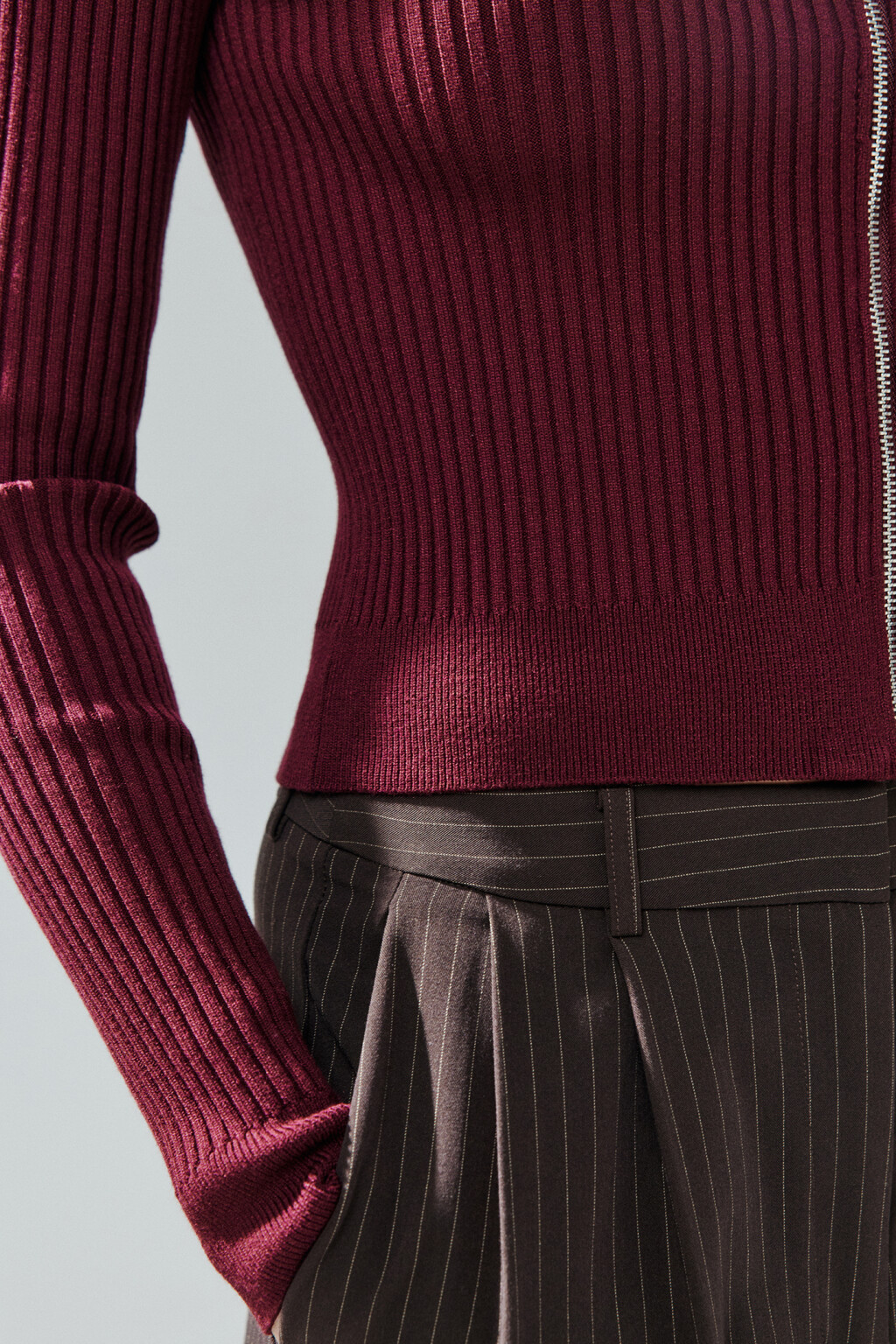 Кардиган облегающий на молнии - цвет бордовый - 7