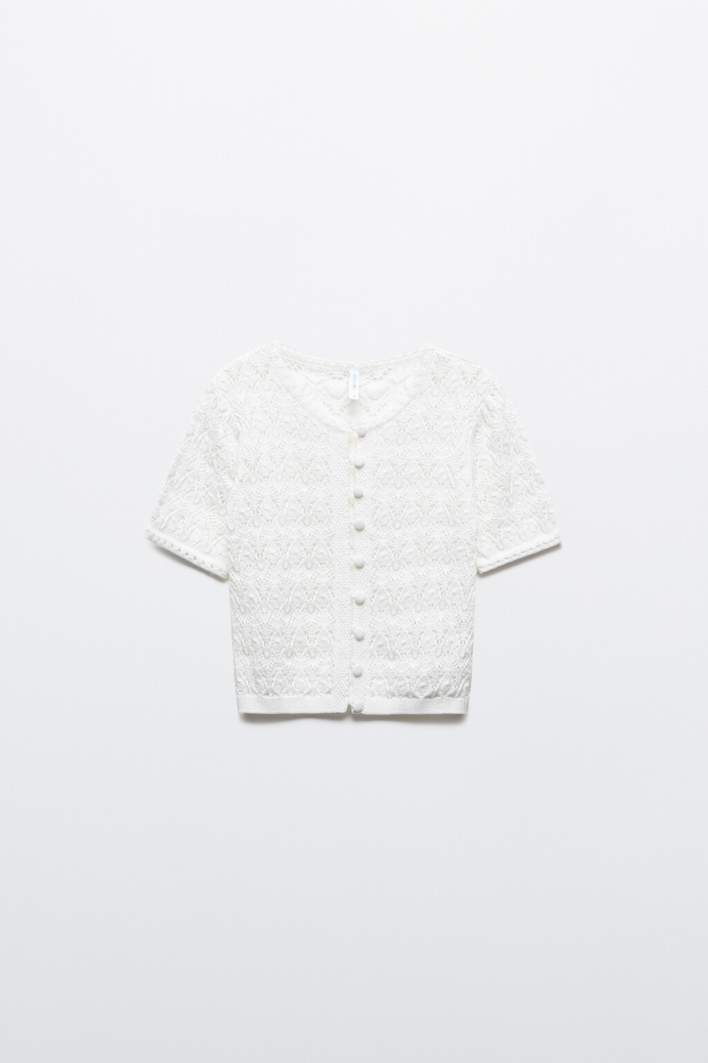 Кардиган ажурный на пуговицах - цвет молочный - 11