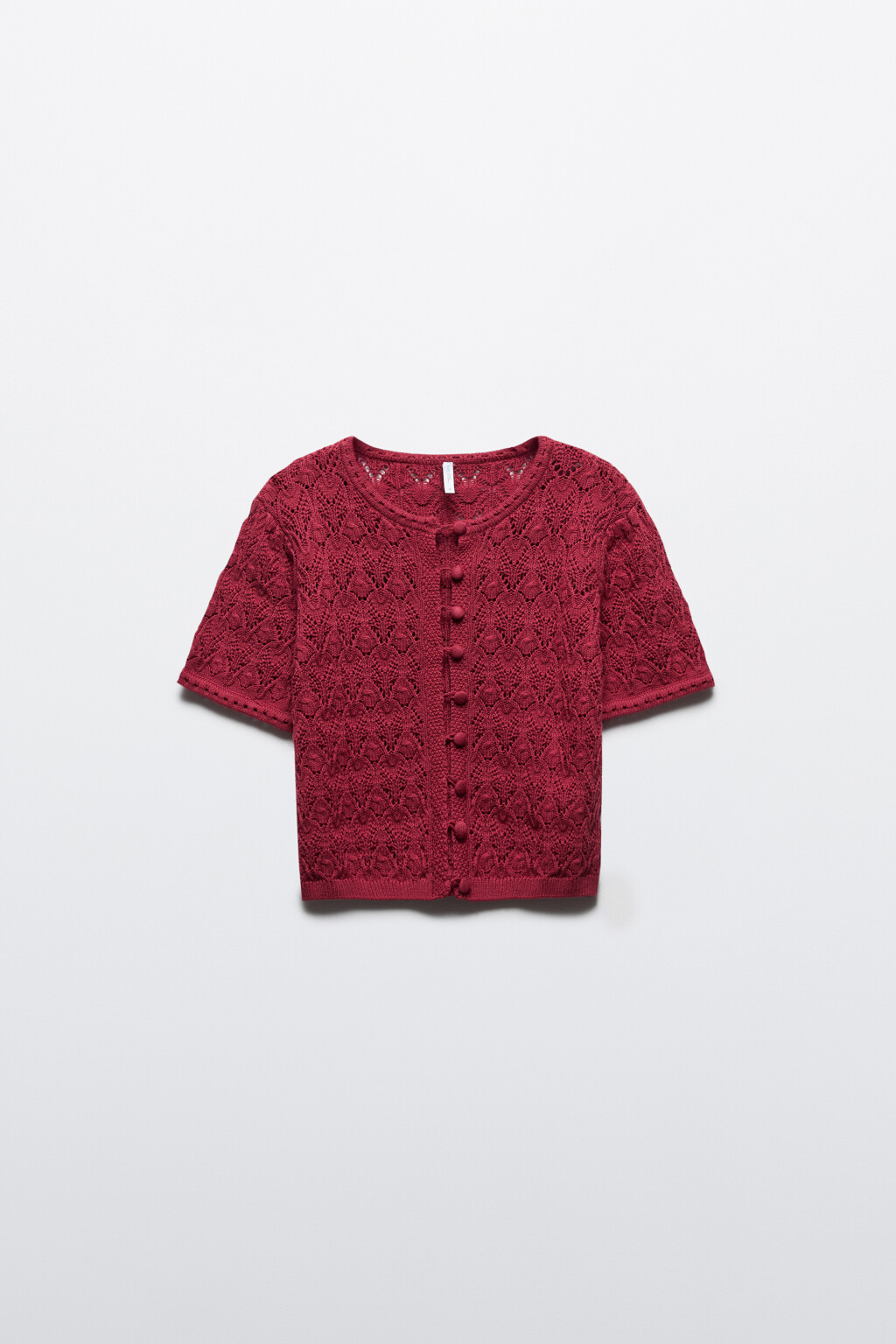 Кардиган ажурный на пуговицах - цвет бордовый - 11
