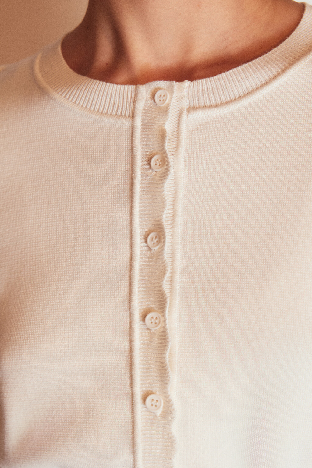 Кардиган на пуговицах укороченный - цвет молочный - 7