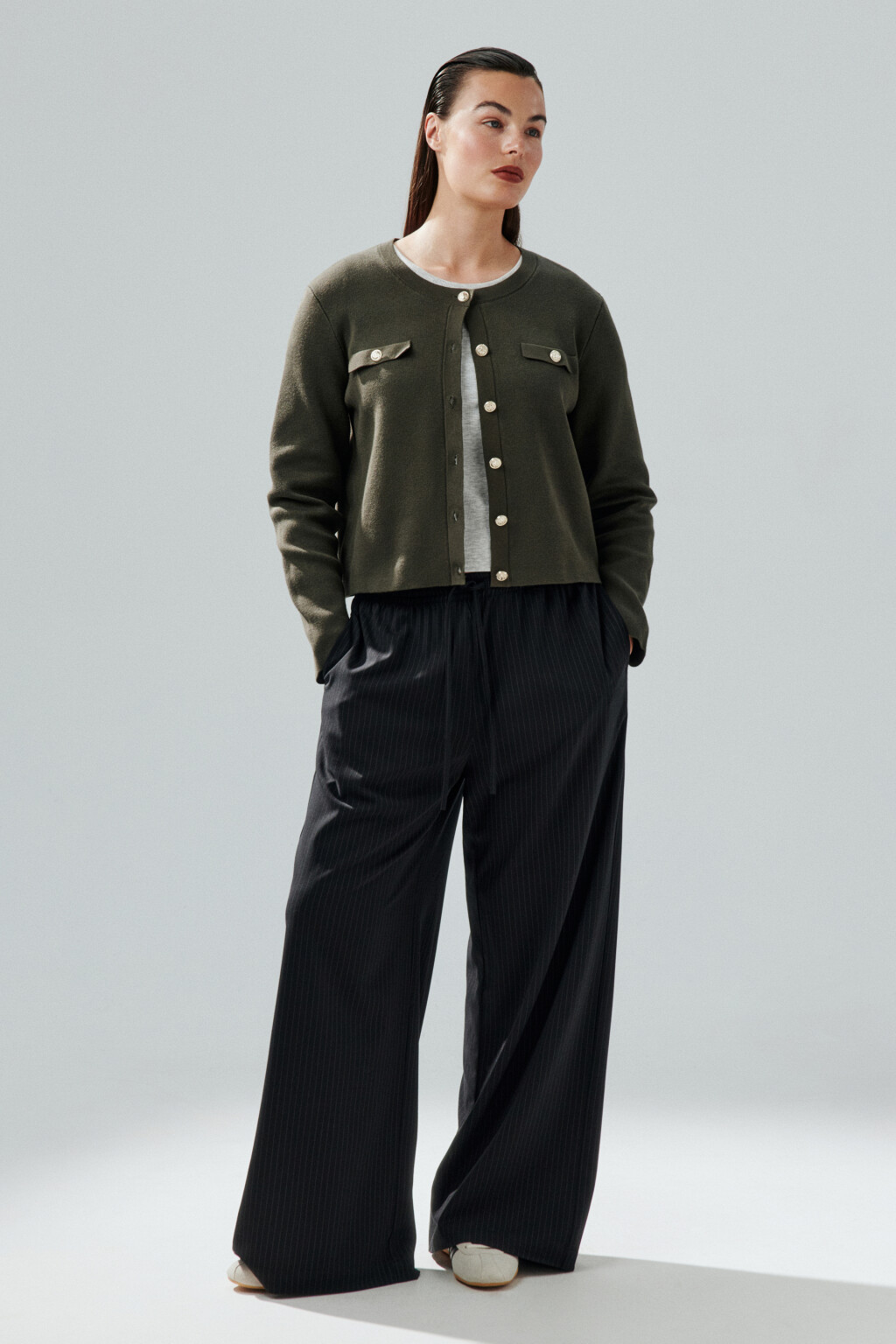 Кардиган на пуговицах жаккардовый - цвет зеленый - 4