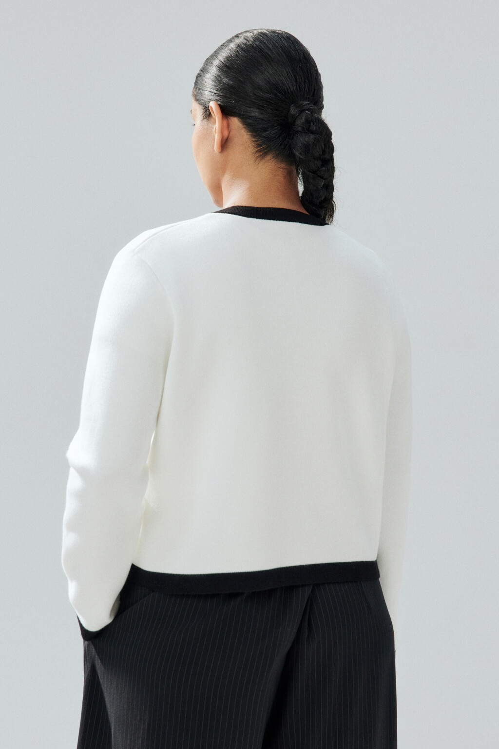 Кардиган на пуговицах жаккардовый - цвет молочный - 3