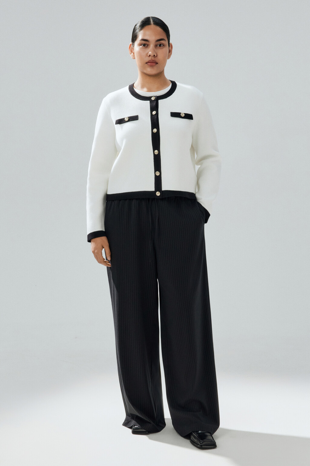 Кардиган на пуговицах жаккардовый - цвет молочный - 4