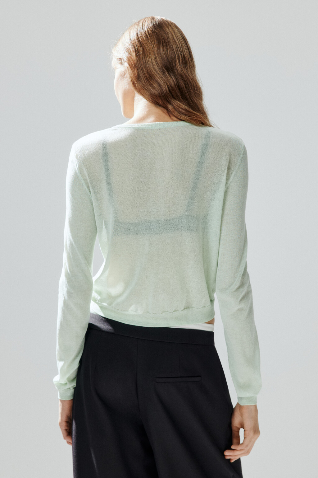 Кардиган из полупрозрачной вискозы - цвет мятный - 4