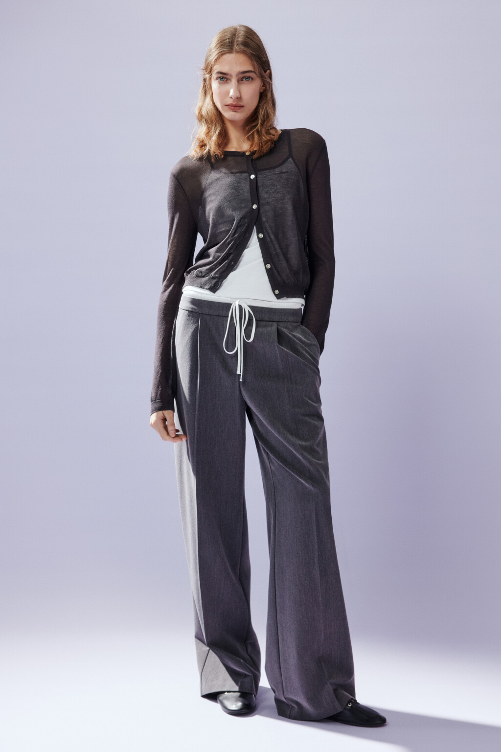 Кардиган из полупрозрачной вискозы - цвет серый - 4