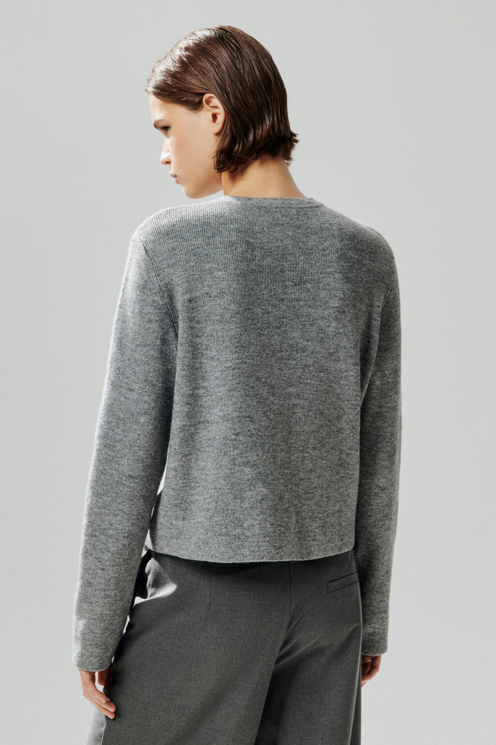 Кардиган на пуговицах с круглым вырезом - цвет серый - 4