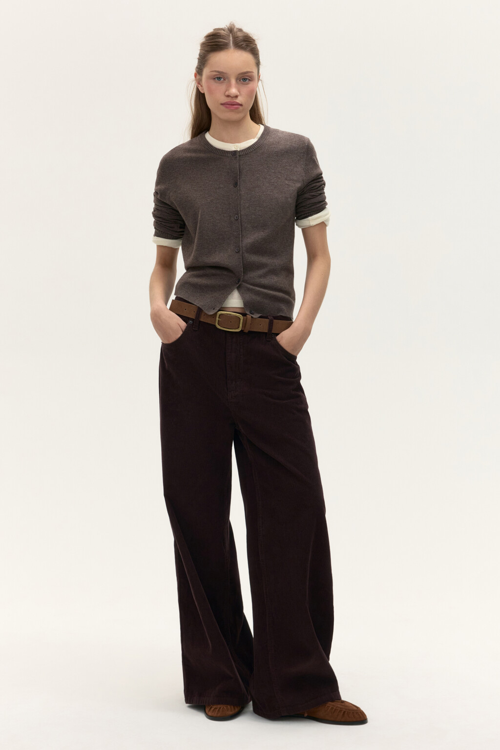 Кардиган на пуговицах с круглым вырезом - цвет бежевый - 6