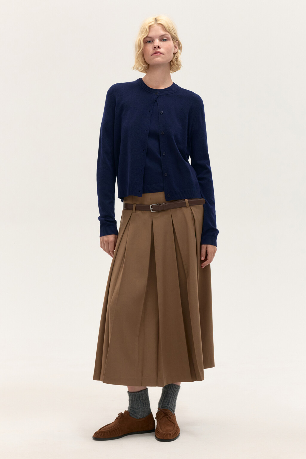 Кардиган на пуговицах с круглым вырезом - цвет синий - 4