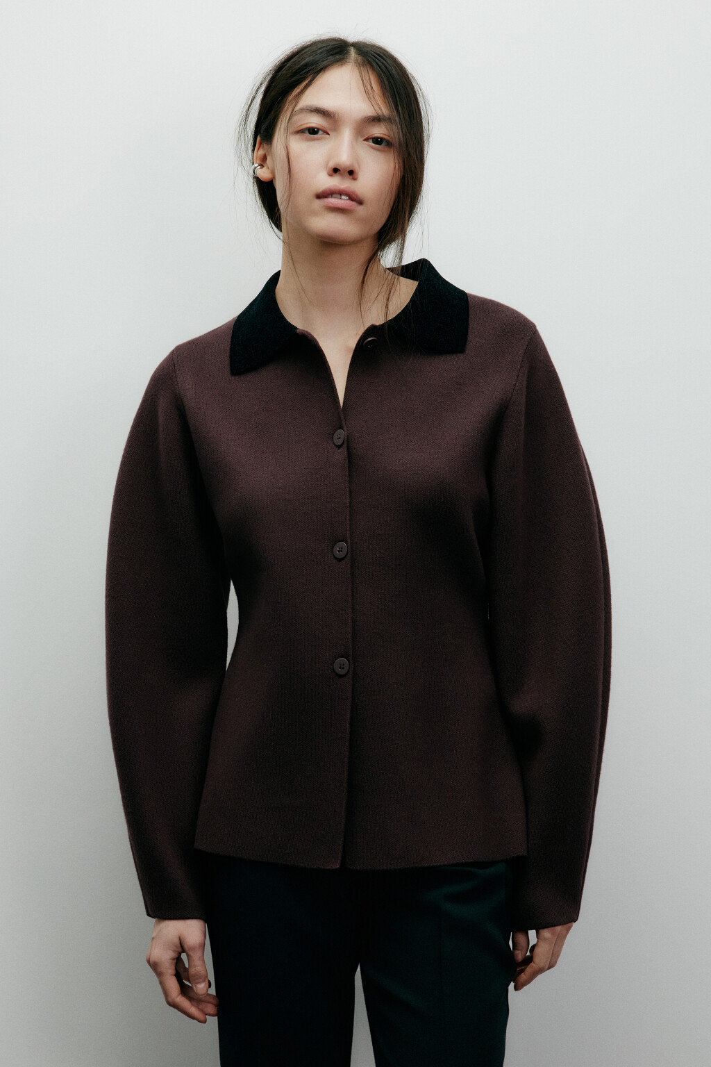 Кардиган на пуговицах приталенный - цвет коричневый - 2