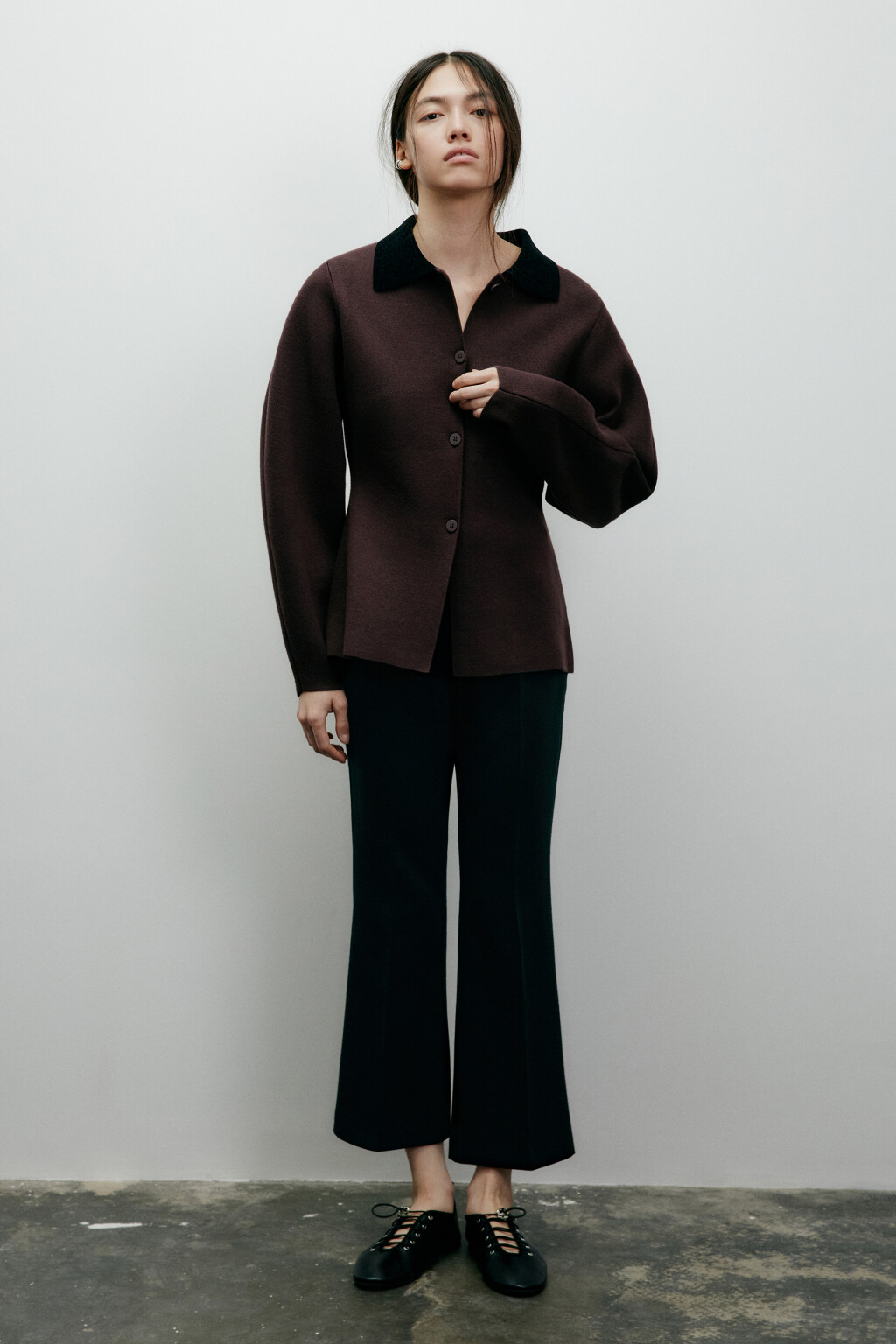 Кардиган на пуговицах приталенный - цвет коричневый - 4