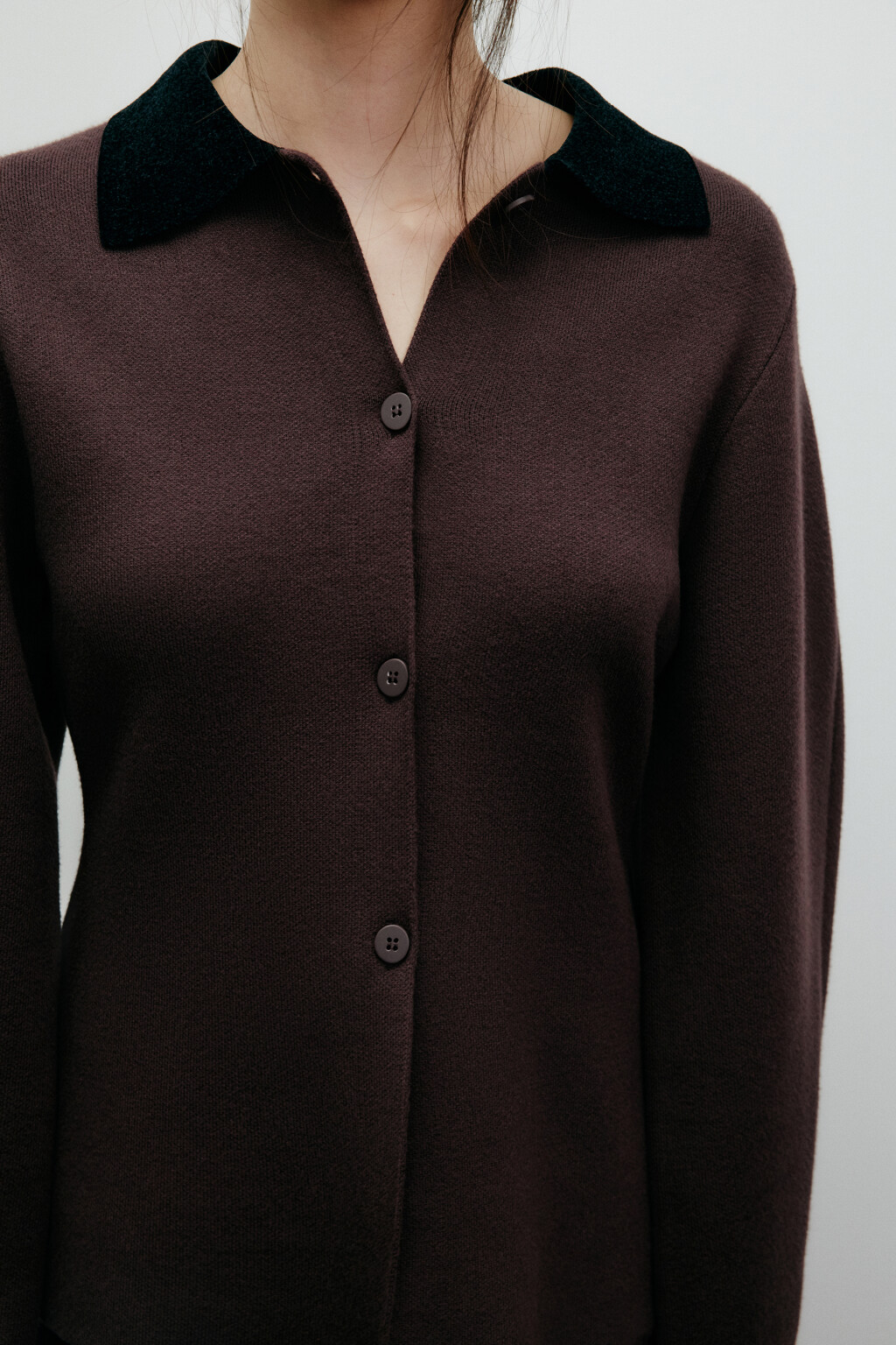 Кардиган на пуговицах приталенный - цвет коричневый - 5