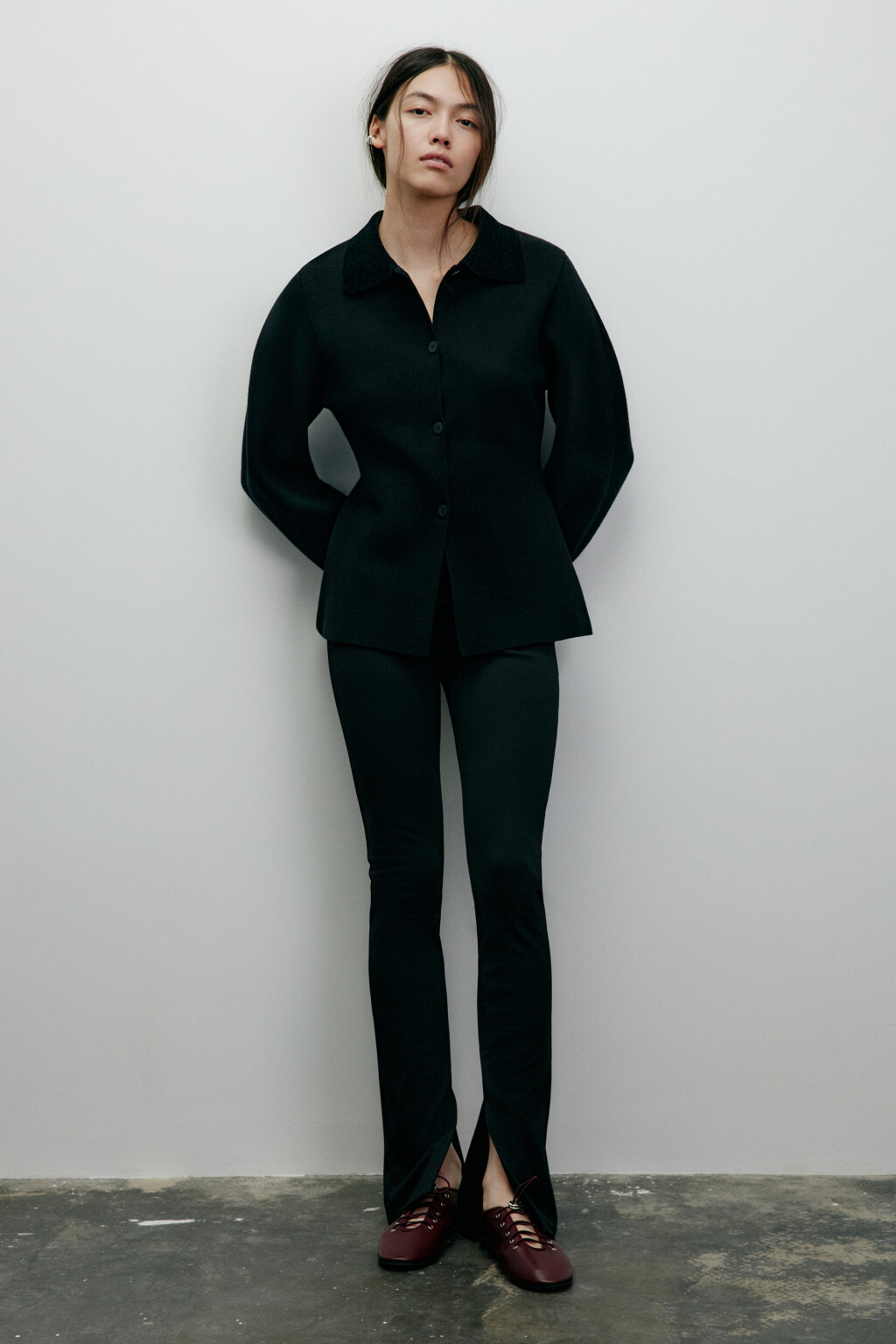 Кардиган на пуговицах приталенный - цвет черный - 5