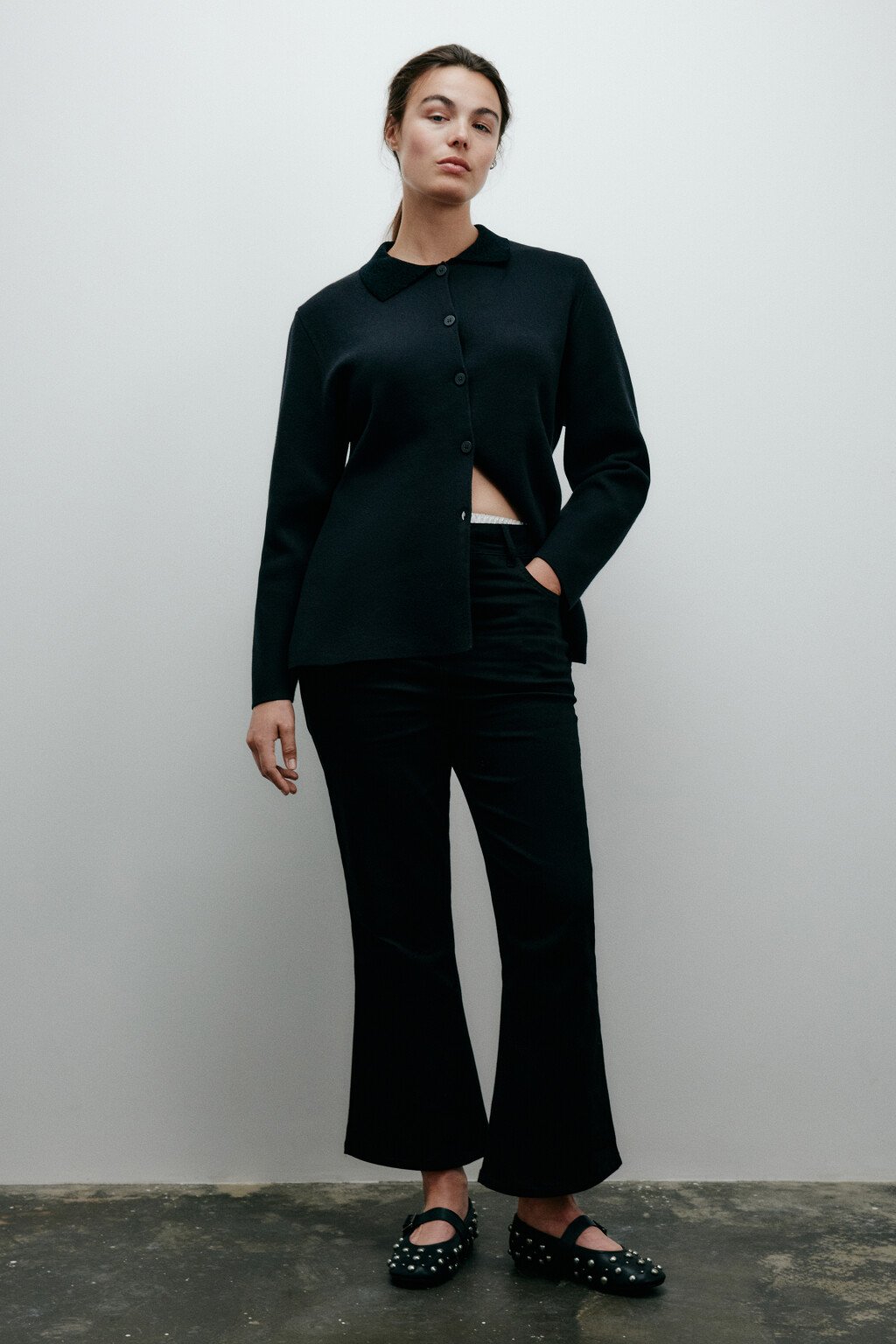 Кардиган на пуговицах приталенный - цвет черный - 5