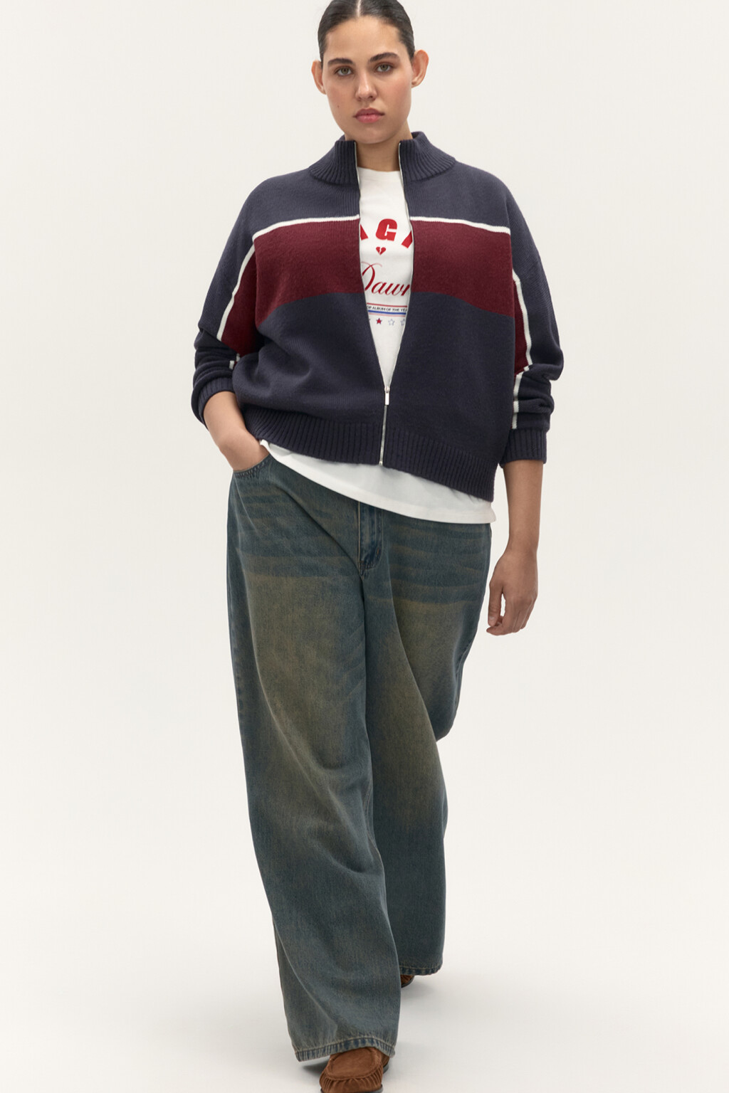 Джемпер на молнии вязаный - цвет синий - 2